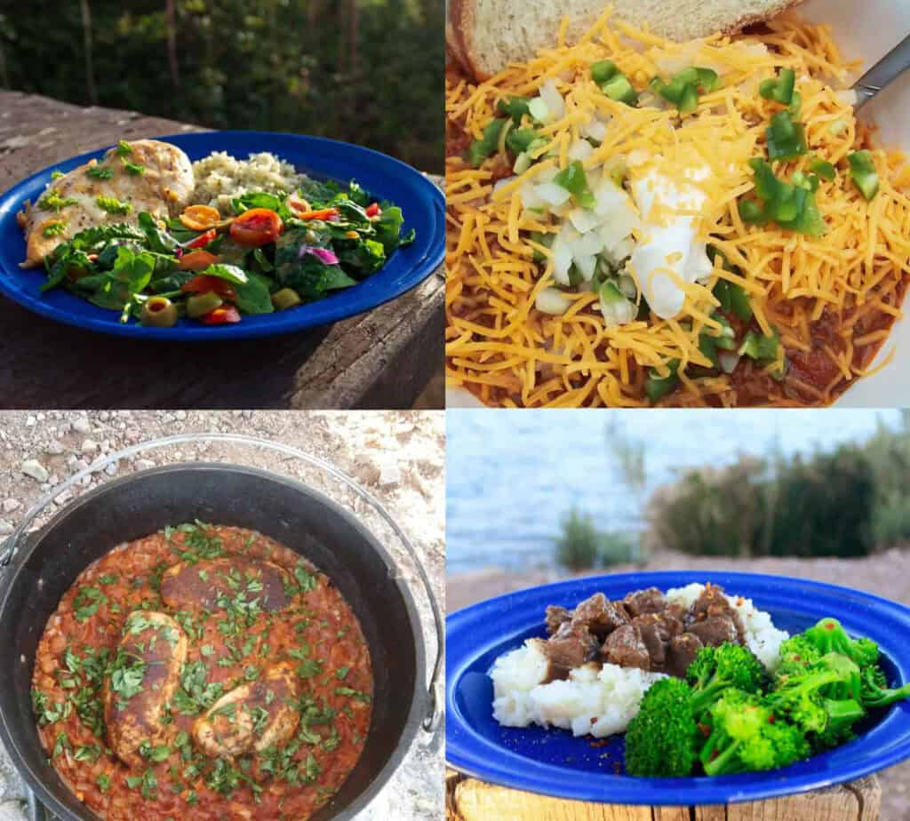 Freezer-Friendly Make-Ahead Dinners by CampingForFoodies features four recipes that are ready to be served at the campsite.